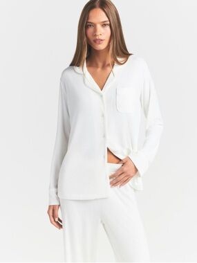 SKIMS White Relaxed Button Front Pajama Top NWT